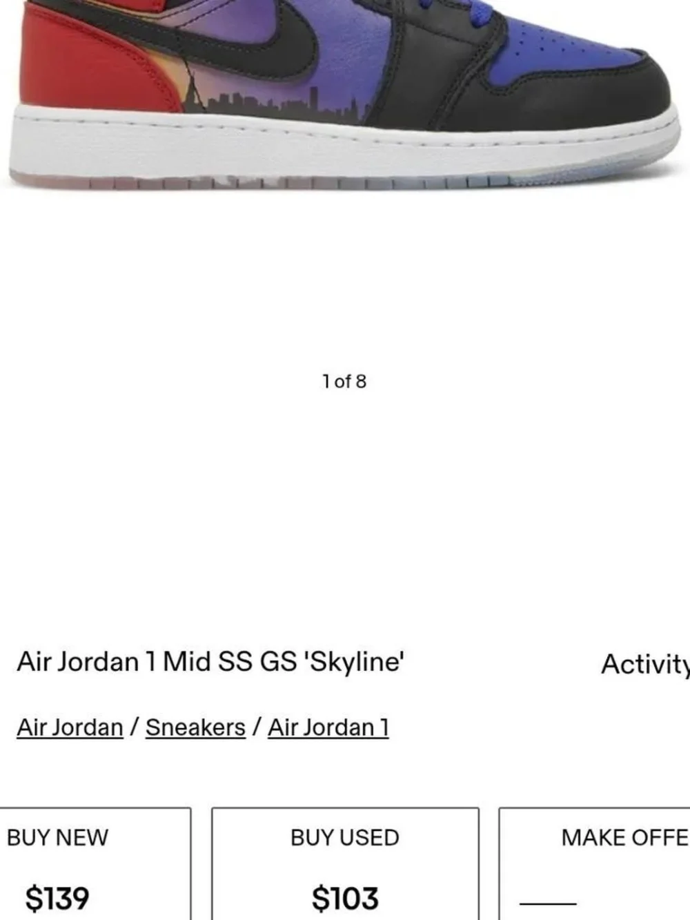 Jordan Air Jordan 1 Mid GS - Purple, Black, Red